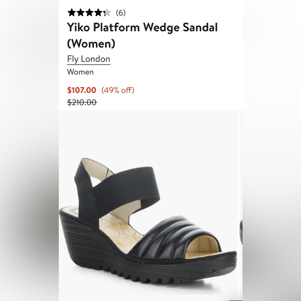 FLY London Women's Black Wedge Sandals